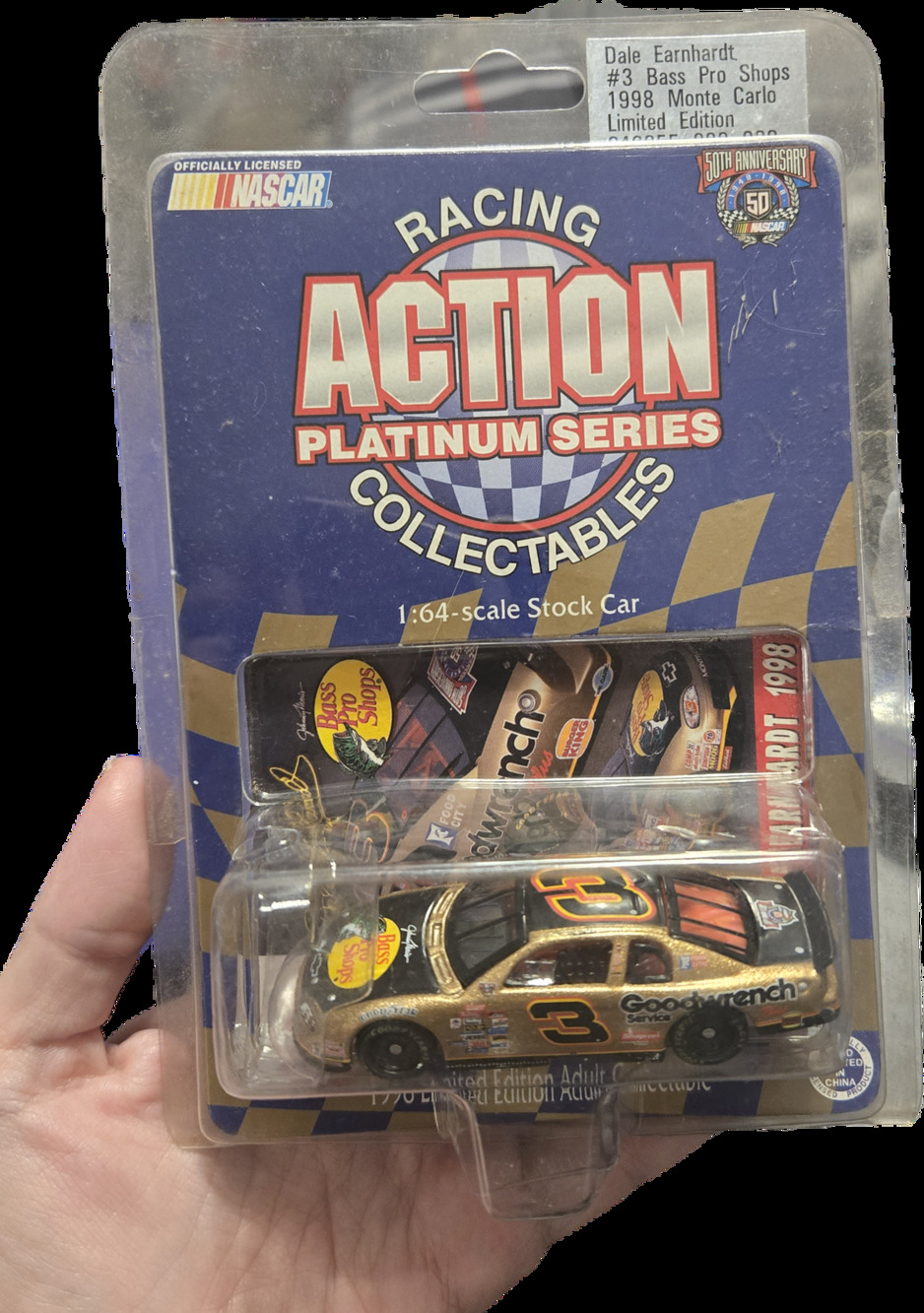 Dale Earnhardt #3 Bass Pro Shops Gold 1998 Monte Carlo 1:64 Action Platinum